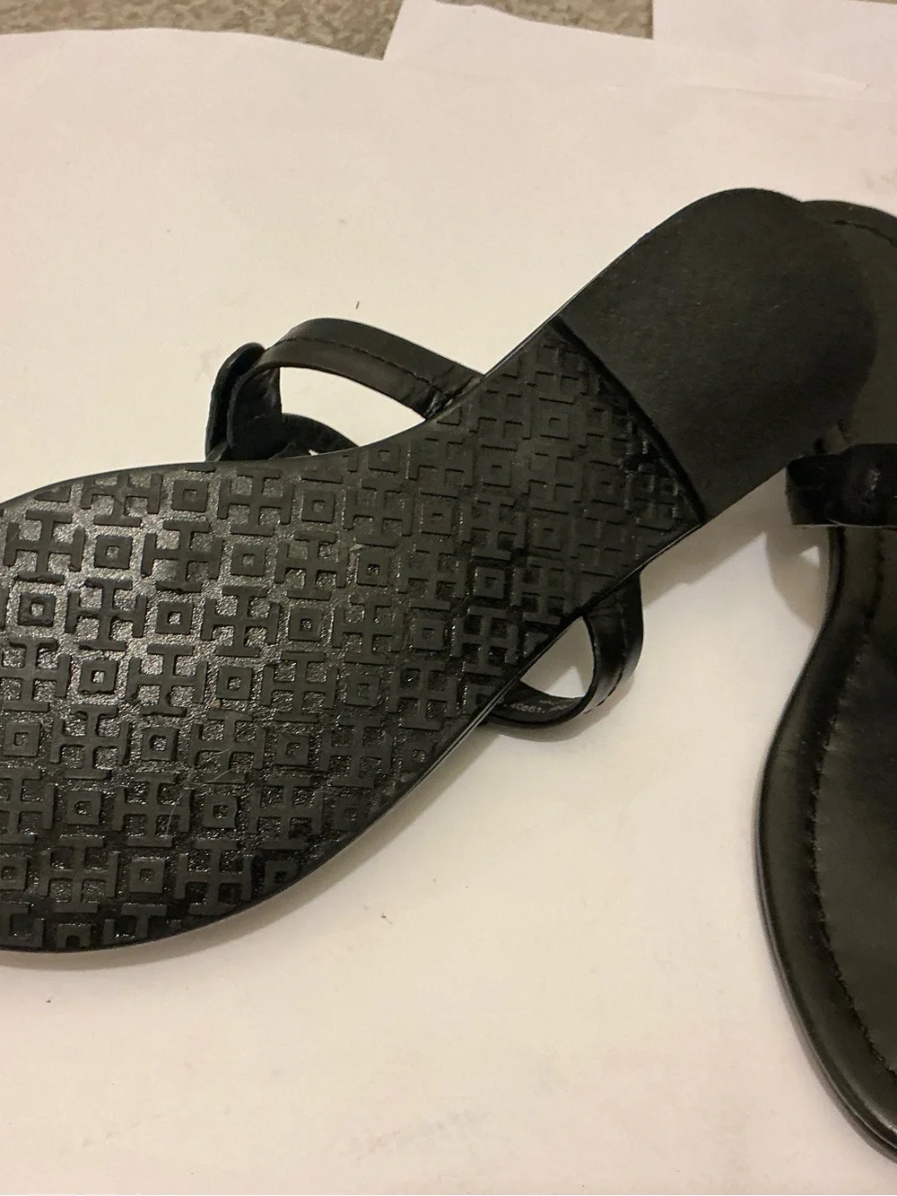 Tory Burch Black Crystal Logo Toe-Post Sandals 7.5M